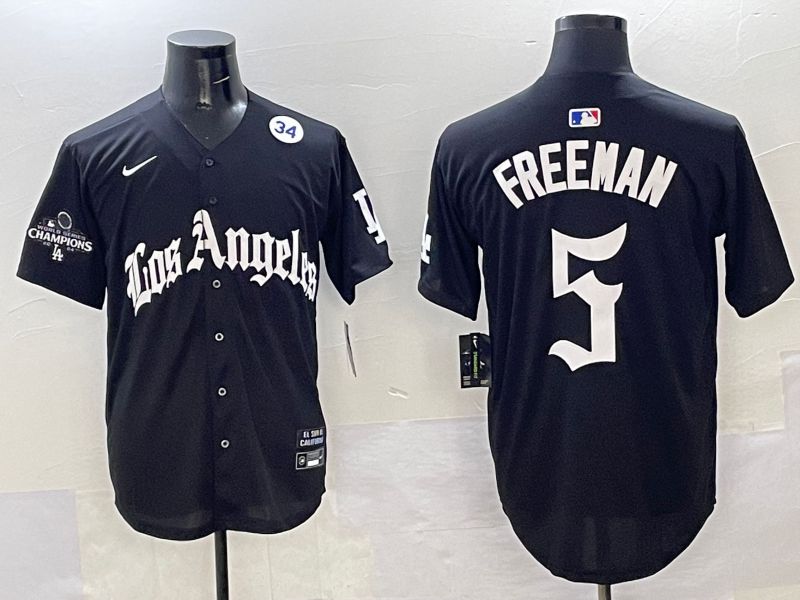 Men Los Angeles Dodgers #5 Freeman Black Five generations Joint Name 2025 Nike MLB Jersey style 42